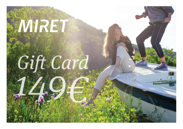 the best sustainable gifts - miret gift card for natural sneakers - 149 EUR