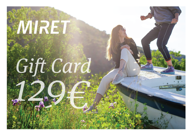 the best sustainable gifts - miret gift card for natural sneakers - 129 EUR